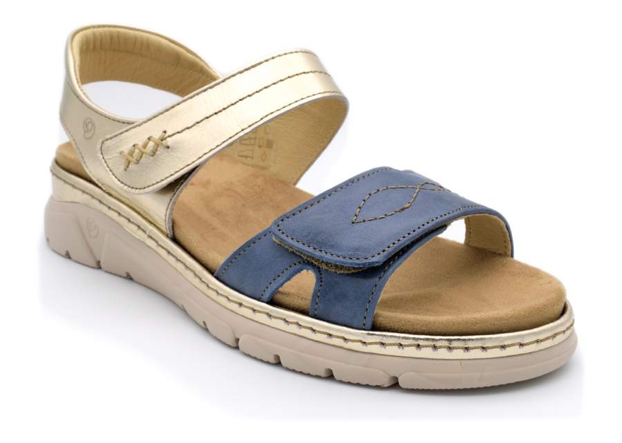 Blauwe Suave 3350 sandaal met dubbele klittenbandsluiting