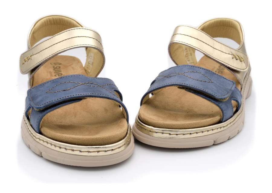 Blauwe Suave 3350 sandaal met dubbele klittenbandsluiting