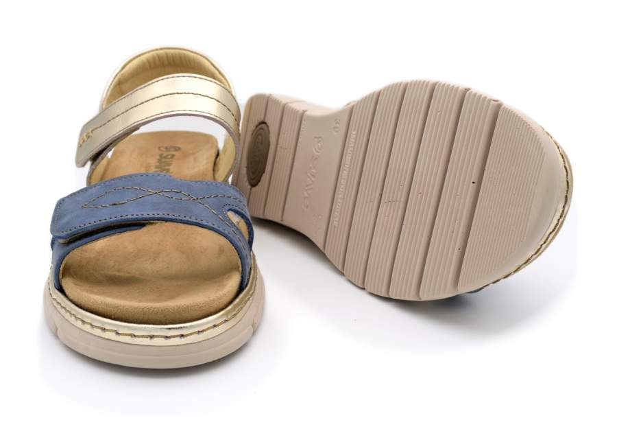 Blauwe Suave 3350 sandaal met dubbele klittenbandsluiting