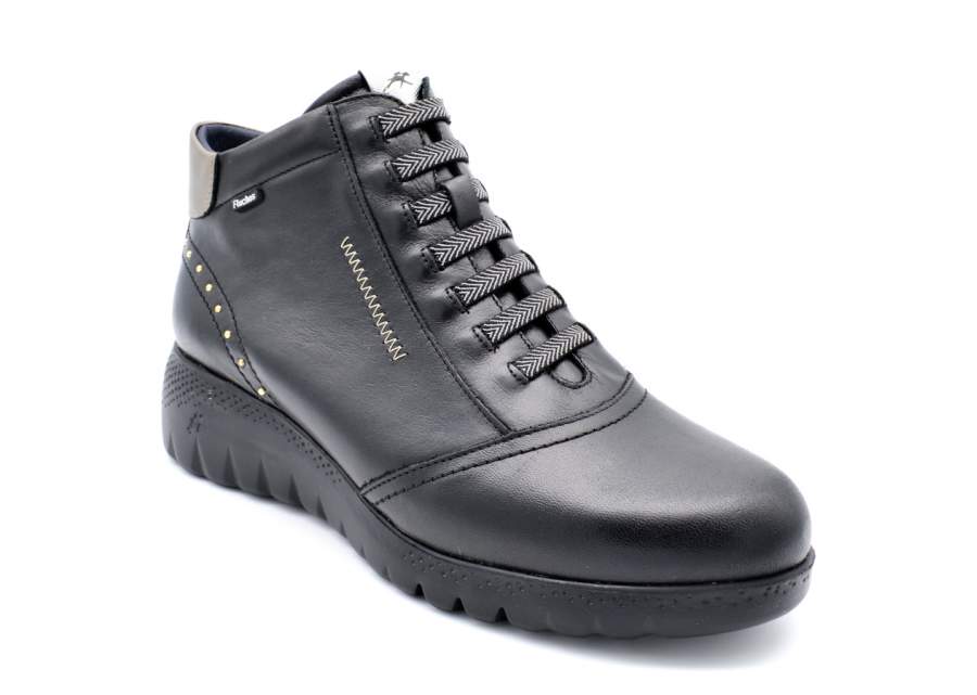 Zwarte Fluchos F2246 enkellaarsjes met elastische veters