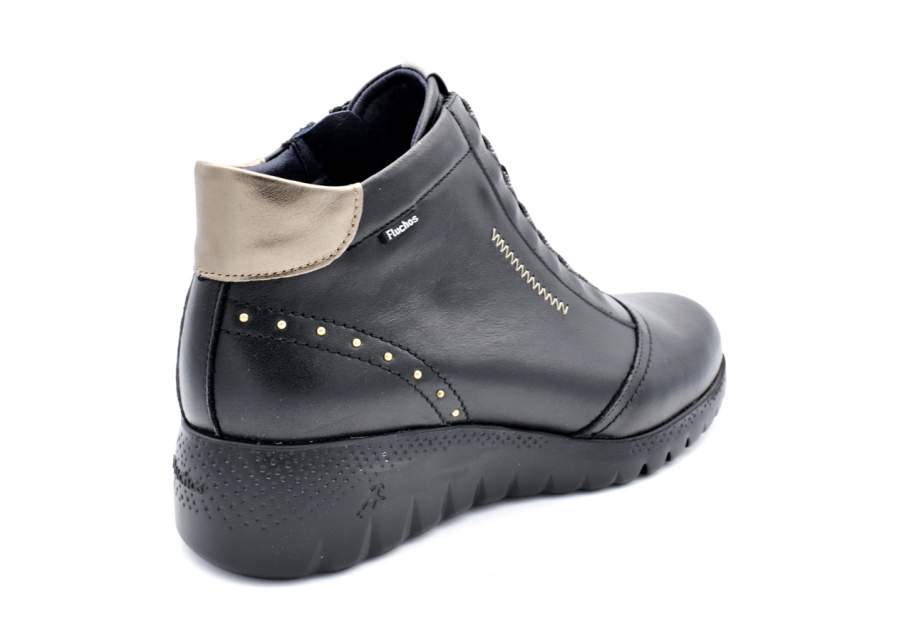 Zwarte Fluchos F2246 enkellaarsjes met elastische veters
