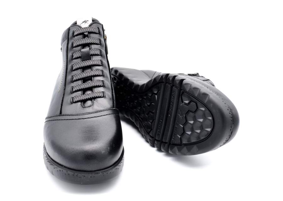 Zwarte Fluchos F2246 enkellaarsjes met elastische veters