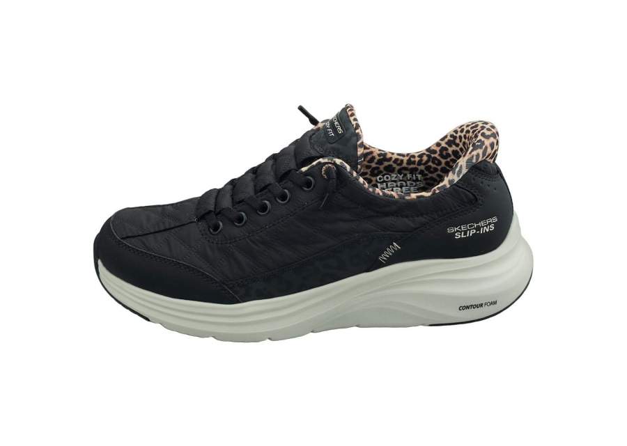 Sort Skechers Contour Foam Leopard Dream Slip-In-sko
