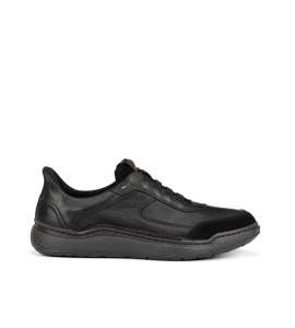 Fluchos F2253 svart lädersko med elastiska skosnören