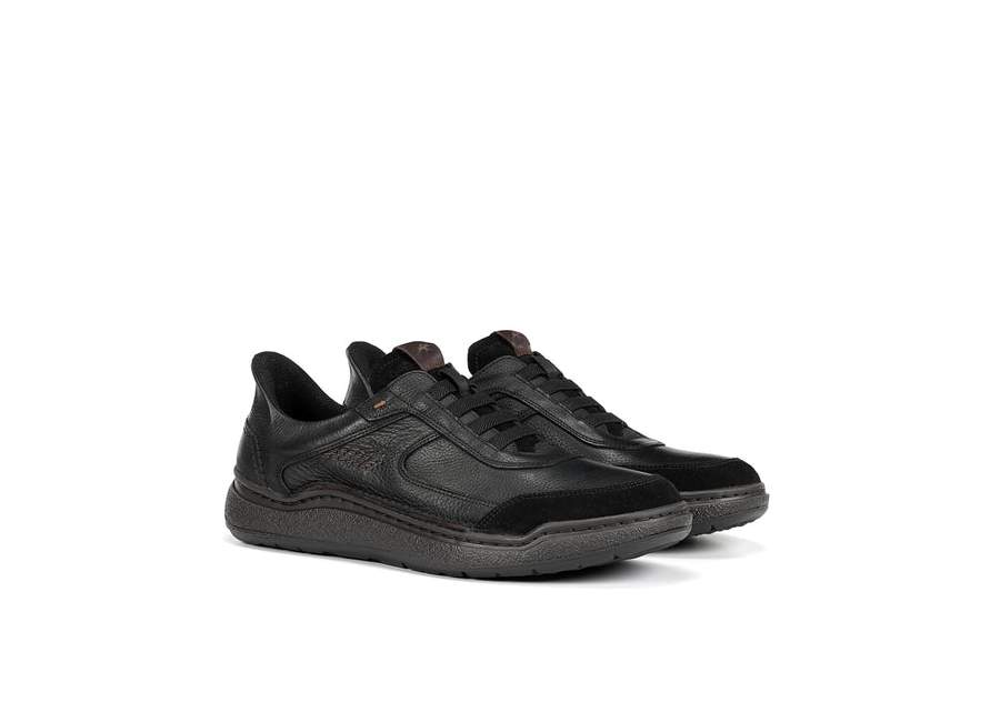 Fluchos F2253 svart lädersko med elastiska skosnören