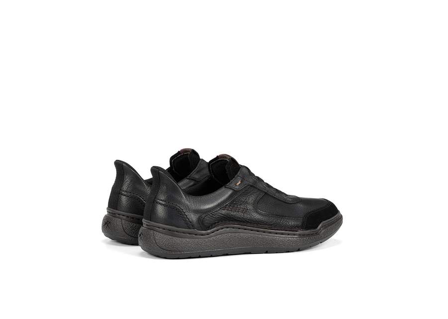 Fluchos F2253 svart lädersko med elastiska skosnören