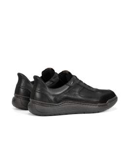 Fluchos F2253 svart lädersko med elastiska skosnören