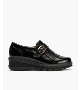 Pitillos 11544 Negro - Abotinado en Charol con Flecos