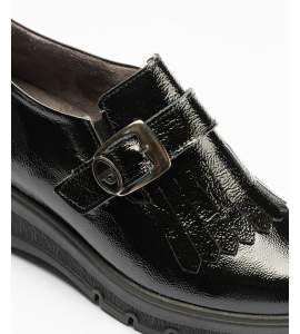 Pitillos 11544 Negro - Abotinado en Charol con Flecos