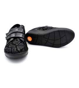 Super bekväma läder/lycra sko cutillas m-50716 svart
